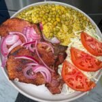 Posted @withregram • @lavishgastronomy Yummy 😋 Arroz Blanco , gandules guisados, chuleta frita,